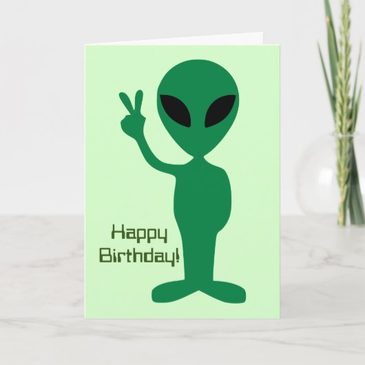 Vreedige Alien Verjaardag Kaart (Voorkant)