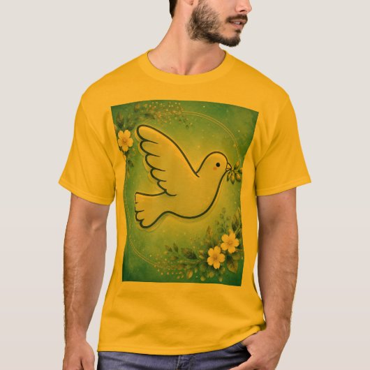 Vreedige Duif in Bloei. T-shirt (Voorkant)