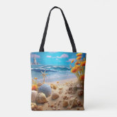 VREEDIGE STRANDSCÈNE MET SCHELPEN TOTE BAG (Achterkant)