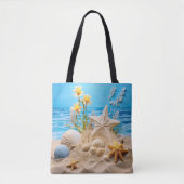 VREEDIGE STRANDSCÈNE MET SCHELPEN TOTE BAG (Voorkant)