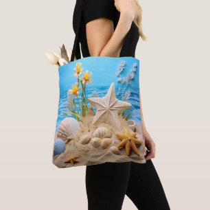VREEDIGE STRANDSCÈNE MET SCHELPEN TOTE BAG