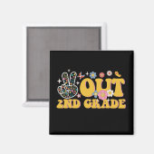 Vreedzaam 2e klas groovy laatste schooldag magneet (Voorkant / Achterkant)