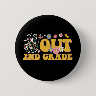 Vreedzaam 2e leerjaar Groovy laatste schooldag Ronde Button 5,7 Cm