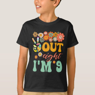 Vreedzaam af acht 9 groovy 9e verjaardag jongen t-shirt