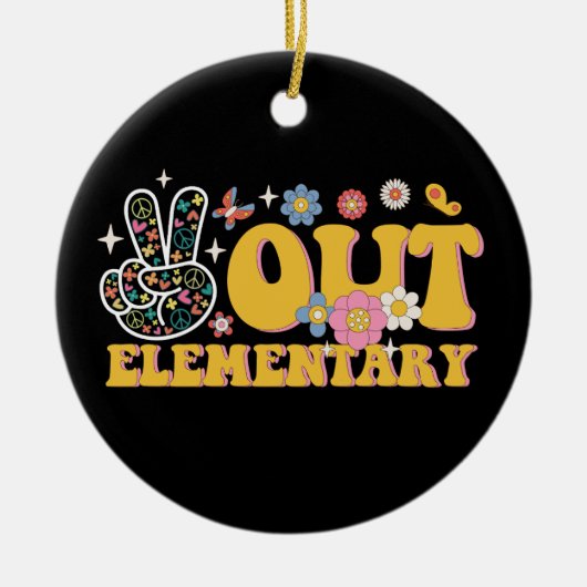 Vreedzaam afscheid basisschool groovy laatste scho keramisch ornament (Voorkant)