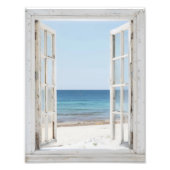 Vreedzaam Beach Window Uitzicht Foto Afdruk (Voorkant)