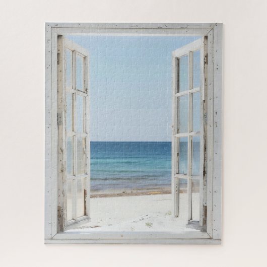 Vreedzaam Beach Window Uitzicht Legpuzzel (Verticaal)