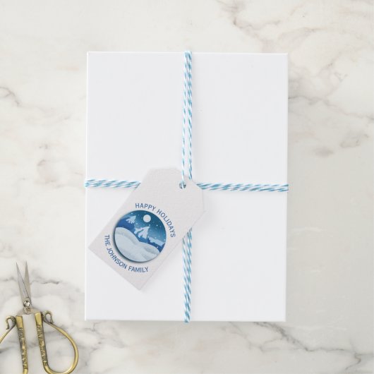 Vreedzaam Bevroren Landschap Aangepast Cadeaulabel (Met Touw)