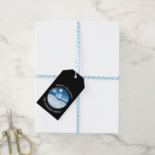 Vreedzaam Bevroren Landschap Aangepast Cadeaulabel (Met Touw)