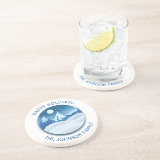 Vreedzaam Bevroren Landschap op Maat Zandsteen Onderzetter