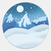 Vreedzaam Bevroren Landschap Ronde Sticker (Voorkant)