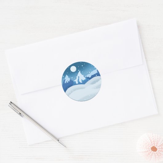 Vreedzaam Bevroren Landschap Ronde Sticker (Envelop)