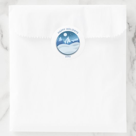 Vreedzaam Bevroren Landschap Ronde Sticker (Tas)