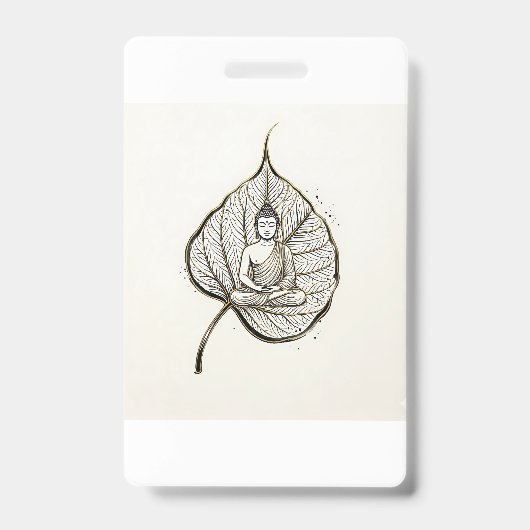 Vreedzaam Blad Meditatie Kunst Badge (Voorzijde)