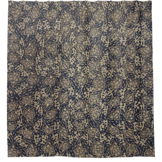 Vreedzaam Blauw & Cream Batik Douchegordijn (Voorkant)