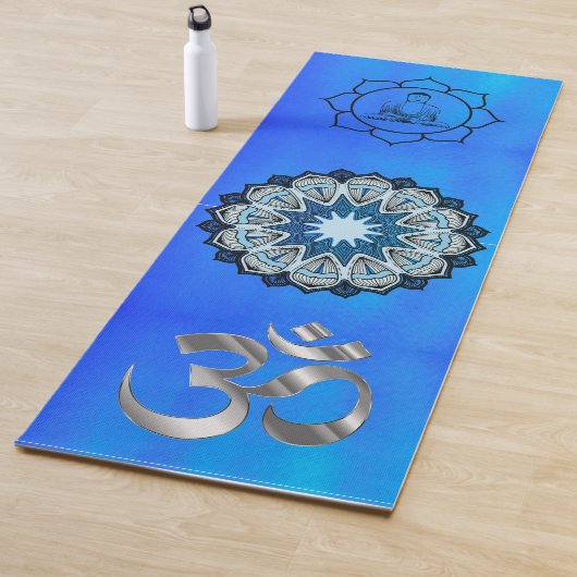 Vreedzaam Blauw Om Mandala Boeddha Yogamat (In situ)