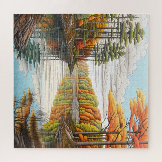 Vreedzaam bos rivierlandschap legpuzzel (Horizontaal)