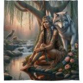 Vreedzaam contact met natuur douchegordijn (Voorkant)