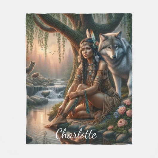 Vreedzaam contact met natuur fleece deken (Voorkant)