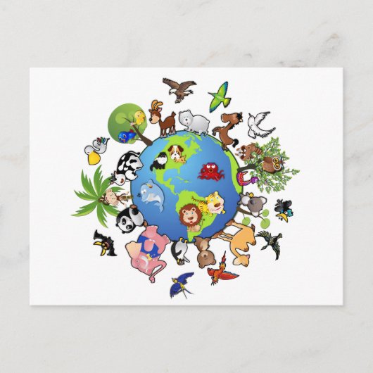 Vreedzaam dierKoninkrijk - Dieren over de hele wer Briefkaart (Voorkant)