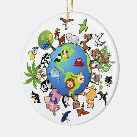 Vreedzaam dierKoninkrijk - Dieren over de hele wer Keramisch Ornament (Links)