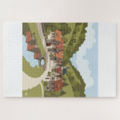 Vreedzaam dorp aan de rivier legpuzzel (Horizontaal)