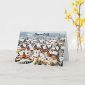 Vreedzaam dorps winterlandschap Vrede op aarde Fee Kaart (Gele Bloem)