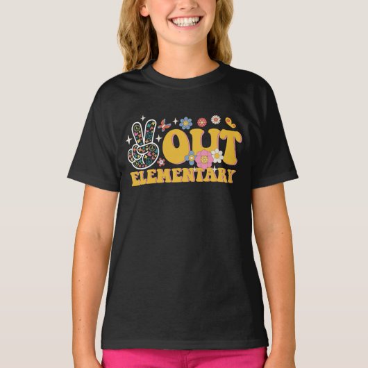 Vreedzaam Elementair Groovy Laatste Schooldag T-shirt (Voorkant)
