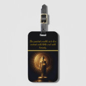 Vreedzaam gouden Boeddhabeeld, AI-kunst Bagagelabel (Voorkant (verticaal))