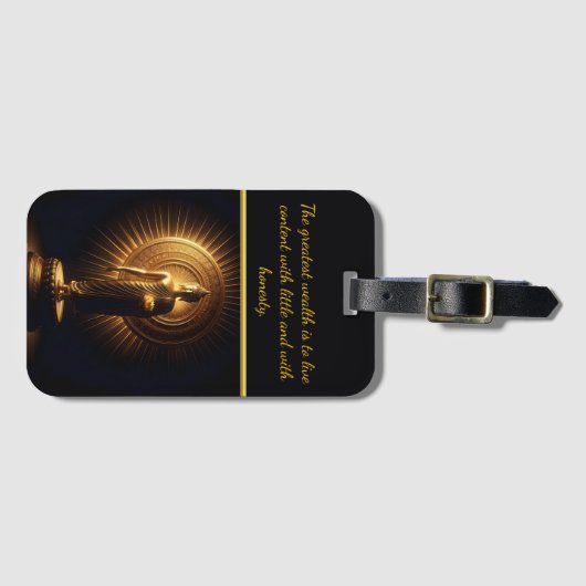 Vreedzaam gouden Boeddhabeeld, AI-kunst Bagagelabel (Voorkant (horizontaal))