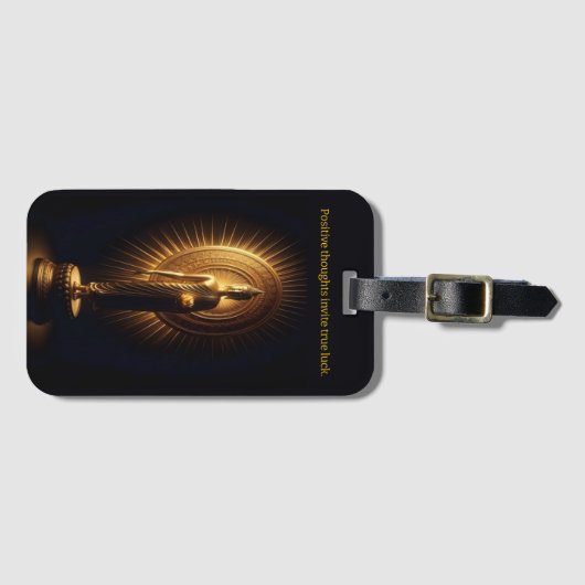 Vreedzaam gouden Boeddhabeeld, AI-kunst Bagagelabel (Voorkant (horizontaal))