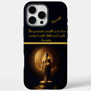 Vreedzaam gouden Boeddhabeeld, AI-kunst iPhone 16 Pro Max Hoesje