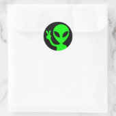 Vreedzaam Helder Groen Alien Zwart Ronde Sticker (Tas)