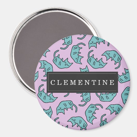 Vreedzaam Kat Patroon met voornaam Magneet (Voorkant / Achterkant)