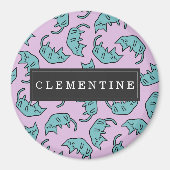 Vreedzaam Kat Patroon met voornaam Magneet (Voorkant)