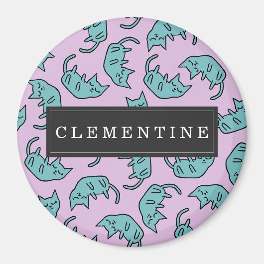 Vreedzaam Kat Patroon met voornaam Magneet (Voorkant)