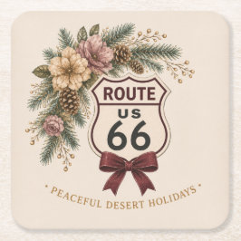 Vreedzaam Kerstfeest in de Woestijn Route 66 Winte Kartonnen Onderzetters