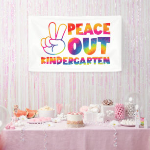 Vreedzaam Kleuterschool Tie Dye Laatste Schooldag Spandoek