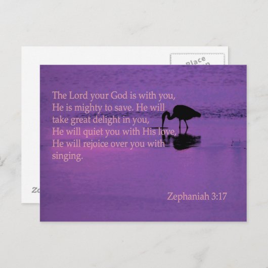 vreedzaam kruon met Zephaniah 3:17 Briefkaart (Voorkant / Achterkant)