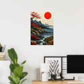 Vreedzaam Landschap Decor Bergen en bos Poster (Thuiskantoor)