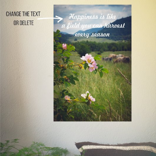 Vreedzaam landschap met wilde rozen poster