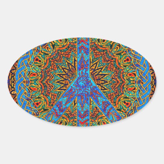 vreedzaam leven ovale sticker (Voorkant)