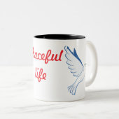 Vreedzaam leven tweekleurige koffiemok (Voorkant rechts)