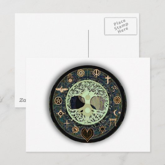 Vreedzaam leven Yin Yang Briefkaart (Voorkant / Achterkant)