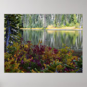 Vreedzaam meer levendige herfstkleuren landschap poster (Voorkant)