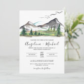 Vreedzaam Mountain Woodland Forest QR Code Bruilof Kaart (Staand voorkant)