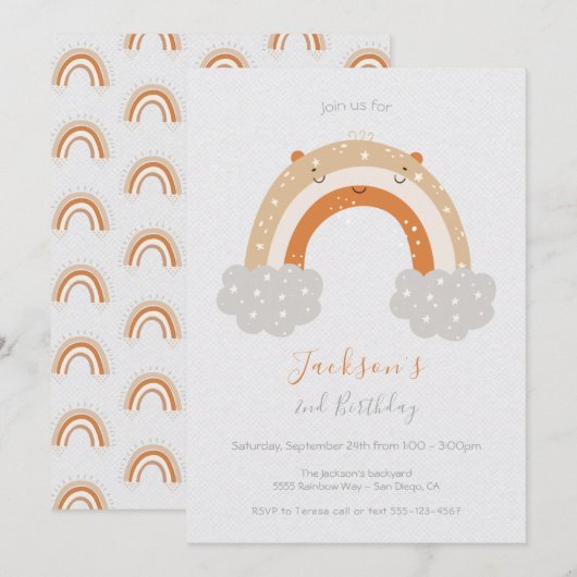 Vreedzaam neutraal regenboogverjaardagsfeest kaart (Voorkant / Achterkant)