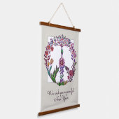 Vreedzaam Nieuwjaar Florale Vredesteken Aangepast Hangend Wandkleed (Gebogen)