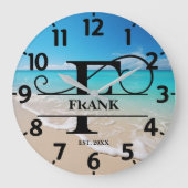 Vreedzaam Oceaangezicht F Monogram Grote Klok (Voorkant)