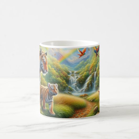 Vreedzaam Oerwoud Scene Schilderij Koffiemok (Center)